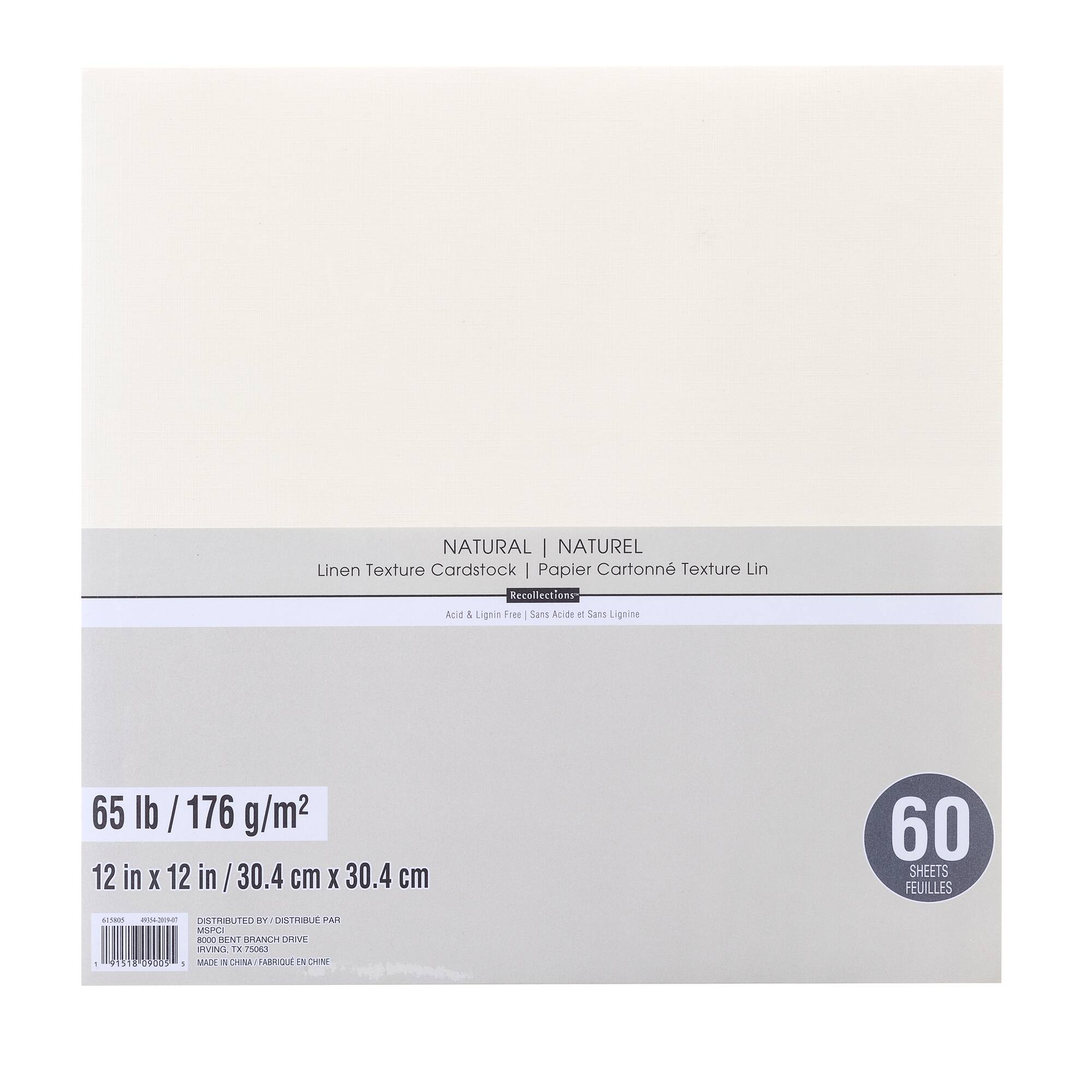9 Packs: 60 ct. (540 total) Natural 12" x 12" Linen Texture Cardstock by Recollections™